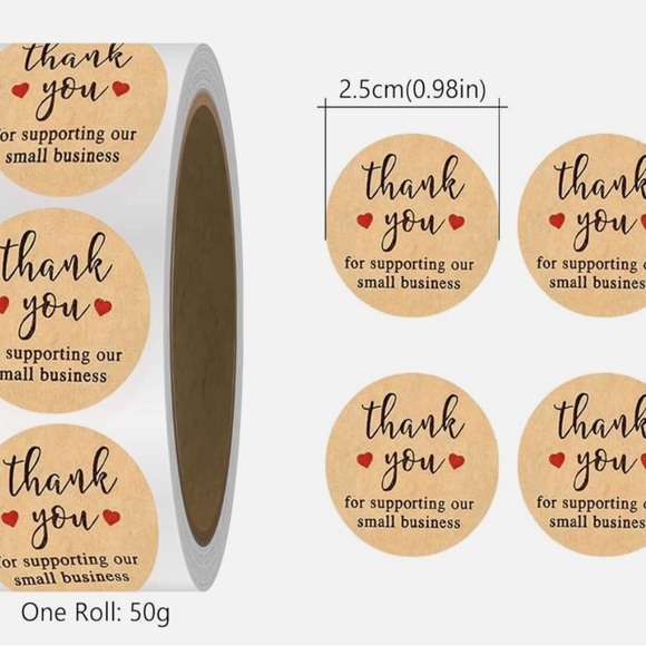 Thank You for Supporting My Small Business Sticker Roll 500 Count NIP - Picture 2 of 4